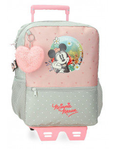 MOCHILA ADAP. 32CM. C/CARRO. MINNIE MOUSE WILD NATURE.